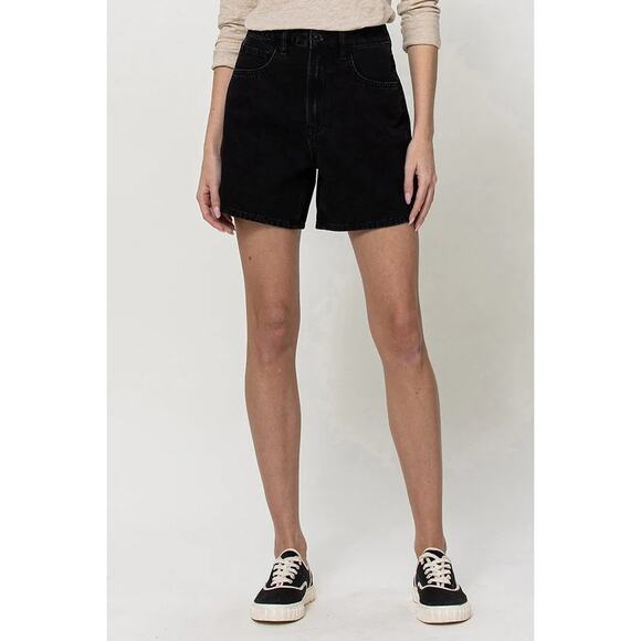 Vintage Revival “The Mom” Super High Rise Black Denim Shorts - Size 7/28 NWT - Picture 2 of 6